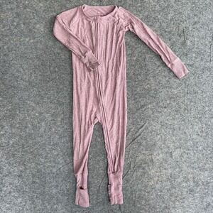 Little Sleepies Pajama One Piece Kids 3T Pink Ribbed Zip Footie Sleeper Zippy